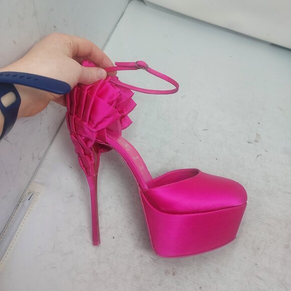 CHRISTIAN LOUBOUTIN Pink Maria Frou Alta Satin Platform Pump Shoe - Picture 3 of 14